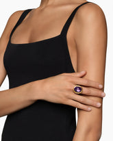 Albion® Oval Ring in Sterling Silver with 18K Yellow Gold and Amethyst, 21mm